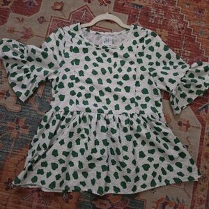 Green and White Kids Blouse